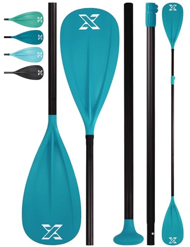 ZLX Adjustable Aluminum SUP Paddle - Lightweight, Ergonomic T-Grip, Quick Assembly & Durable Blades Kayak Paddle 2 Use Paddle, Blue, ZLXSUPACC-02#313c