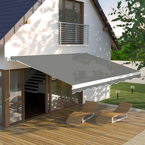 RUYICZB Gelenkarmmarkise Markise Gelenkmarkise Manuelle Sonnenmarkise Balkonmarkise Mit Kurbel Sonnenschutz Wasserdicht Für Garten Terrasse Balkon 250X400cm