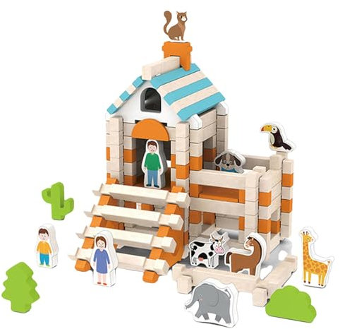 Wuyooprt Holzhaus-Bauspielzeug,Haus-Holzspielzeug zum Anfassen,Hausbau-Spielset | Baumodell-Set, kreative und pädagogische Bausätze, Spielzeug, kleine Bausätze für Kinder