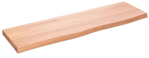 Makastle Waschtischplatte Holzbohlen Ideal für Aufsatzwaschbecken, Tischplatte Holzplatte Baumkanten-Platte für Heimwerker, Arbeitsplatten, Hellbraun 100x30x(2-4) cm Massivholz Behandelt
