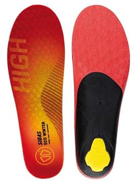 Sidas Unisex 3Feet Winter Insulated Cushioned High-Arched Feet Ski Boot Insoles with EVA Shell for Arch Support | Woven Polyester Mesh Cover, Red, Medium