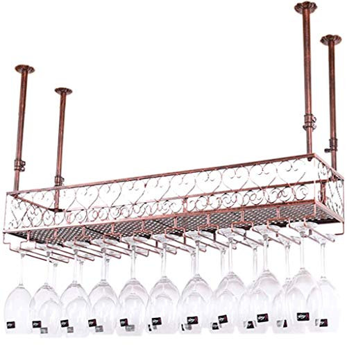 CVERTHAF Estante para Botellas de Vino de Metal marrón, Estante de Pared para Bar | Soporte para Botellas de Vino para Colgar en la Pared, Altura Ajustable | Soporte para Copas de Vino de Techo suspe