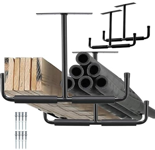 Generic Scaffali da Soffitto per Garage - Organizzatore Sopraelevato per Carichi Pesanti, Scaffale in Metallo, Controsoffitto per Garage