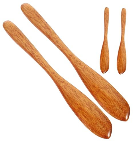 DECHOUS 4stücke Holzmesser Für Butter Käse Und Marmelade Handgefertigt Für Senf Mayonnaise Sahnemesser Buttermesser Käsemesser Butterstreicher Sahnemesser Marmeladenstreicher