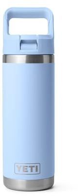 YETI Rambler 18 oz Bottle, Vacuum Insulated, Stainless Steel with Color Matching Straw Cap, Big Sky Blue