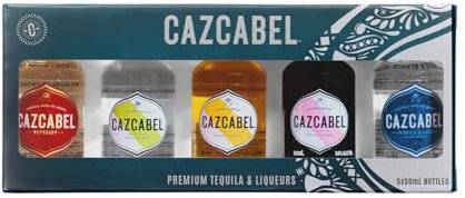 Cazcabel Tequila & Flavoured Liqueur Miniature Gift Set | 5 x 5cl Bottles: Blanco, Reposado, Coffee, Coconut, Honey | Perfect for Cocktails, Mixers & Gifting for Tequila Lovers