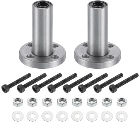 QUARKZMAN LMF6LUU Linear Kugellager 6mm Bohrung 12mm OD 35mm Länge Runde Flansch vernickelt mit Schrauben für CNC Maschine 3D Drucker 2 Stück