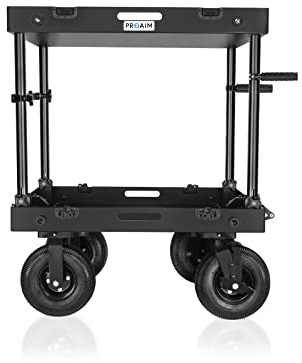 PROAIM Victor Lite 32 tum kameraproduktionsvagn för film/studio/scen/DIT/ljud/belysning. Vikbar, 199 kg nyttolast. Förvara och bär din utrustning säkert. Snabb installation, smidig rörlighet,