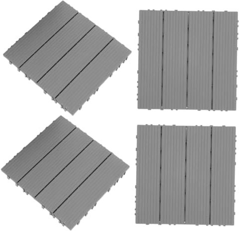 Homoyoyo 4pcs Outdoor Flooring Interlocking Deck Tile Plastic Patio Floor Slabs for Balcony Garden