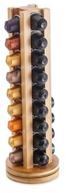 Dc Casa Contenitore Portacapsule Verticale in Bamboo – Organizer Elegante per Coffee Station – Porta Capsule Salvaspazio – Design Naturale per Cucina o (4 file (11x11x34 cm))