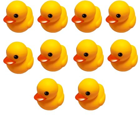 Yellow Rubber Ducks(No Bebe Noise), Without Holes Bath Toys - Floating Waterproof Duckies Gift for Baby Showers, Infants, Kids & Toddlers, Party Decorations, 2 inches (10 pcs)