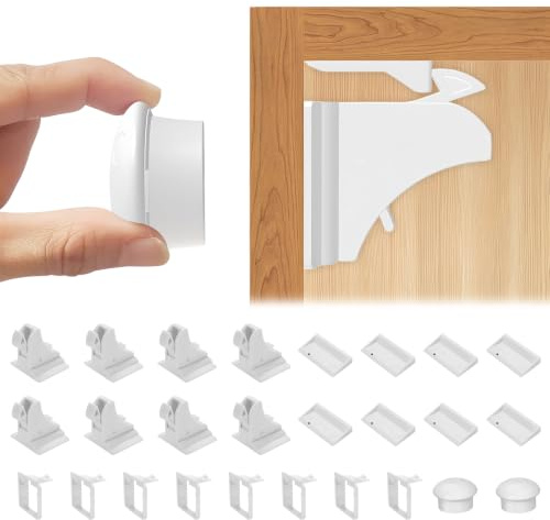 Magnetisches Sicherheitsschloss Schrankschloss Schubladenschloss mit 8 Schlössern +2 Schlüsseln, Selbstklebend Schützende Schrankschlösser Unsichtbares Entriegelungsdesign, Keine Notwendigkeit, Löcher
