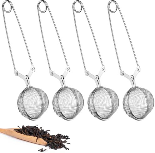 Dalephoric 4 Piezas Infusor de Bola de Té, Bolas de Té de Acero Inoxidable, Infusor de Té, Pinza de Filtro de Té, Reutilizable, Bolas Infusoras para Hojas Sueltas, Especias, Hierbas y Condimentos