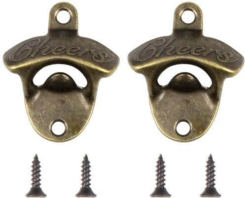 Lotnery 2Pcs Cast Iron Wall Mounted Bottle Opener with Screws, Rustic Pub-Style Opener for Home Bars Gardens Kitchens KTV | Heavy-Duty Design