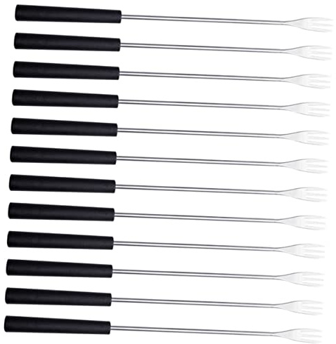 VALICLUD Fourchettes à Fondue En Acier Inoxydable Manche Pp, Lot De 12, Résistantes à La Corrosion, Multi-usages Pour Fondue Au Fromage, Au Chocolat, Fruits Et Barbecues