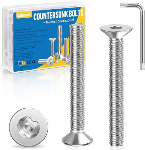 Caianwin 20 Stück M4 Senkkopfschrauben, M4 x 30mm Senkkopfschrauben Torx Edelstahl mit Torx Schlüssel 304 senkkopf schrauben Norm ISO 14581 / DIN 965 für Maschinen, Geräte und Möbel