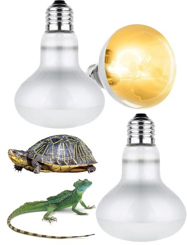 Lotvic 3 Pack 100W Reptile Heat Lamp, E27 Heat Lamp Bulb for Reptiles, Daylight Basking Spot Lamp, Tortoise Heat Lamp Bulb, Reptile Heating Bulb for Amphibian, Tortoise, Bearded Dragon (3 Pack 100W)