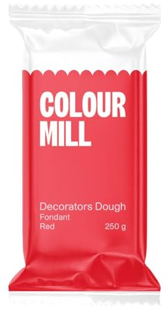 Colour Mill Decorators Dough Edible Cake Covering | Easy-to-Roll, Easy-to-Drape Fondant | Vanilla-Flavored Sugarpaste - 8.8 Ounce Red