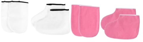 Copripiedi Paraffina 2 Set in Poliestere e Cotone per Trattamento | 2 Paia di Guanti e 2 Paia di Copriscarpe, Uso Home Spa, per Mantenere Calore e Assorbire Umidità