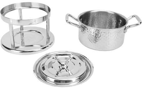 Tomotato Poêlon individuel en acier inoxydable 304 pour cuisson et mijotage, design compact pour chauffer et conserver aliments, idéal pour famille et dortoirs étudiants