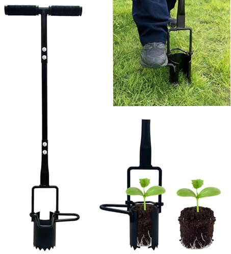 Saxhexx Bulb Planter Tool Long Handle Bulb Planting Tool with Serrated Base Proplugger Garden Hole Digger for Plants Flower Seedling Transplanter Bulb Planters for Iris, Daffodils,Tulip Planter