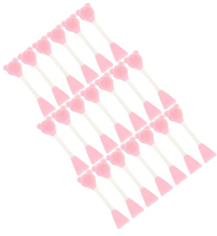 Cepillo Facial de Silicona Rosa en Forma de Oso, Doble Punta, 20 Piezas | Aplicador para Mascarilla, Diseño Adorable de Doble Cabezal, Uso Multiusos, para Mujeres