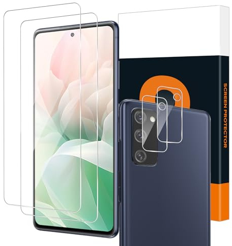 Carantee 2+2 Stück Panzerglas für Samsung Galaxy S20 FE 5G Schutzfolie, 2.5D HD-Klar Samsung Galaxy S20 FE Displayschutzfolie mit Kameraschutz, Anti-Blasen Anti-Fingerprint Anti-Fall Schutzglas