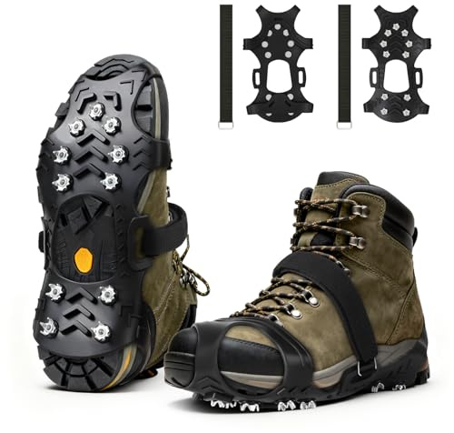 Crampons Anti Verglas, 1 Paire Crampon Neige, Crampons Neige Chaussures, Crampon Chaussures Neig avec 11 Clous, pour Hiver Randonnée Pêche Marche et Jogging en Hiver (L)