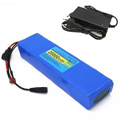 Batería De Litio para Bicicleta Eléctrica De 48 V Y 20 Ah (13S2P) con Cargador, Batería Recargable De Iones De Litio, Batería para Patinete Eléctrico (48V 20AH),T+DC