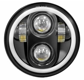 Xgupxuc Fari Anteriori Moto Proiettore Faro A LED Da 5,75 Pollici Con Anello Halo H4 Per Moto Indicatore Direzione DRL Da 5 3/4 Per Sportster Per Dyna Iron 883 Per Triumph Faro Anteriore(Nero)