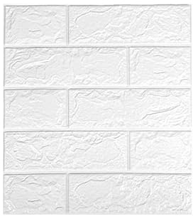 LOPYXBR 30Packs 3D Brick Effect Wall Panels, White Brick Wallpaper Self Adhesive 35x38.5CM DIY Self Adhesive Wall Tiles 5mm Thick for Living Room Bedroom Bathroom Kitchen Home Decor(White)