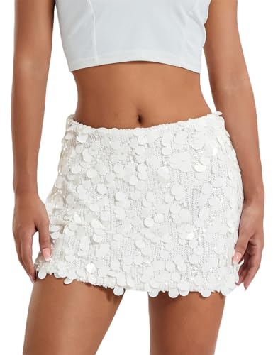 Jupe à paillettes pour femme - Sexy - Mini jupe - Coupe ajustée - Jupe crayon brillante - Taille basse - Jupe crayon - Robe de soirée dansante - Club - Robe à paillettes - Tenue du Nouvel An