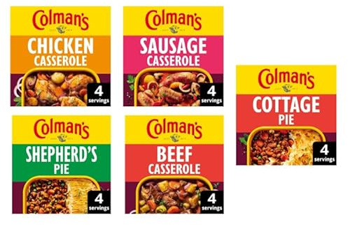 Colman's Casserole Mix Variety Pack, Chicken, Sausage, Beef, Shepherd's Pie, Cottage Pie - (Pack of 5)