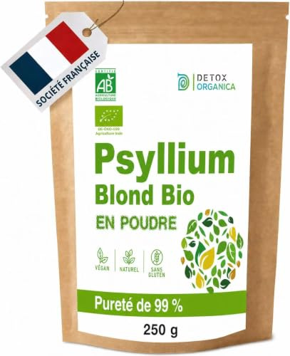DETOX ORGANICA Psyllium Blond Bio Poudre 250g Pur à 99%