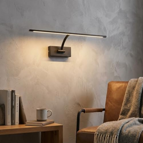 BARCELONA LED Applique Murale LED 6W pour Tableaux, Noir Aluminium, 2700K Blanc Chaud, Lampe Murale Orientable 120°, Éclairage Cadres, Œuvres d’Art et Décoration Intérieure IP20