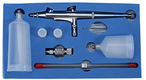 Airbrush Dual Action Spritzpistole JP131T Schwerkraft Kit mit 3 Düsensätzen (0,2/0,3/0,5mm) 2 Tassen für Tattoo Kuchen Dekoration Nail Art Malerei