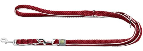 HUNTER Verstellbare Hundeführleine HILO, Farbe: rot, leichtes 3D-Mesh-Material, griffiges Nylon, dreifach verstellbar, schnelltrocknend, witterungsbeständig, Größe: 20/200