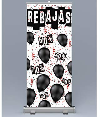 Oedim Roll up Rebajas 85x200cm | Máxima Calidad de Impresión, Anti Curbing, antibalanceo | Rollup, Expositor publicitario enrrollable.