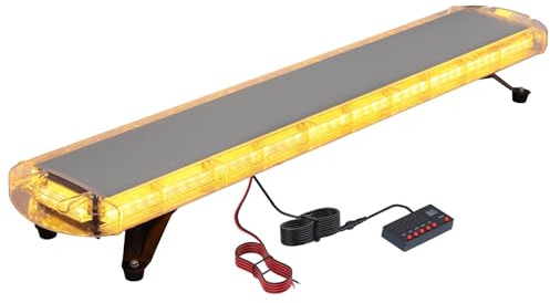 Justech 88LED Rundumleuchte Notfall Licht Warnblinklicht Emergenecy Warnung Alarm Warnlicht 21Module Bernstein Digitalanzeige Steuerschalte 88W 12/24V 5m Warnlicht für PKW Fahrzeug KFZ LKW Anhänger
