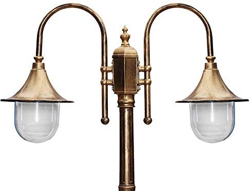 Aussen Strassenlaterne Bronze 2-flammig E27 Außen Aluminium und Acrylic Lampenschirm Mastleuchte 230 cm hoch Wasserdicht IP44 Gartenleuchte Rasen Villa Landhau Sockelleuchte Wegeleuchte
