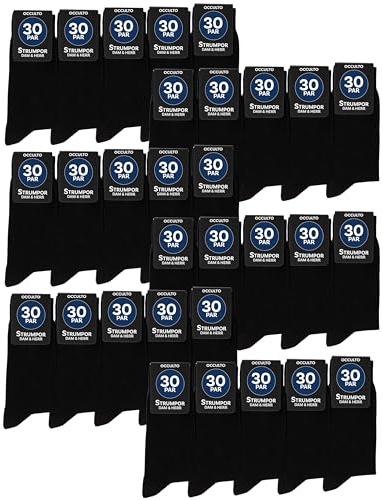 Occulto svarta strumpor män & kvinnor 10 pak, 20 pak, 30 pak (modell: Hermann) 30 pack | Svart 39-42