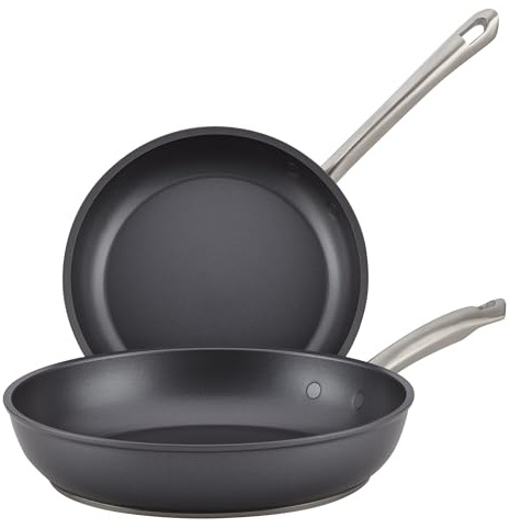 Anolon Accolade Forged Hard Anodized Nonstick Frying Pans/Skillet Set, 10 Inch and 12 Inch - Moonstone Gray