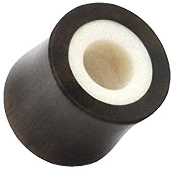 Taffstyle Flesh Tunnel Ohr Piercing Ear Plug Ohrpiercing Organic Horn Schwarz Knochen Inlay Weiß 6mm