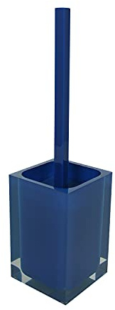 Gedy Auckland - Escobilla de Inodoro Azul, Medidas y Peso: 37,5 x 9,8 x 9,8 cm y 0,855 kg, Fabricado en Resina Transparente, escobilla para Inodoro diseño de I+D, Hecho a Mano, 2 años