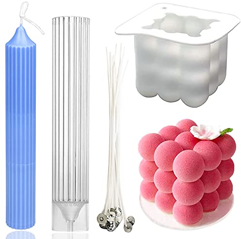 GIAK Kerzenform 3D Kerzen Gießform DIY kerzenformen Handgemacht Kerzen Silikonform Plastik Stumpenkerze Kerzenform für Herstellung von Kerzen 2 PCS