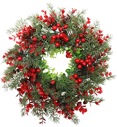 VALICLUD Weihnachtskranz Tannenkranz Türkranz Beerenkranz: Weihnachten Kranz Beeren Girlande Winterkranz Dekokranz Adventskranz Christbaumschmuck Türschild Deko Türdeko Weihnachtsdekoration