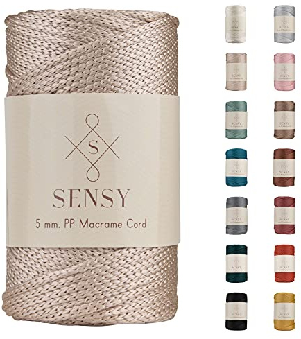 S Sensy - Latte 5MM Premium Polypropylen Makramee-Kordel, 400g, 95m