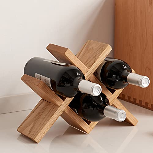 Weinregal Arbeitsplatte Eiche Massivholz Weinregal 4 Flaschenhalter für Wein, Getränke, Bier, geeignet für Zuhause, Bar, Küche, Keller, Eiche