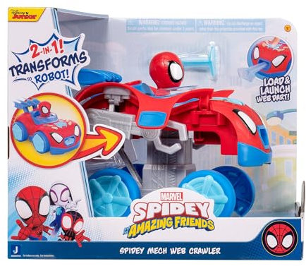 Marvel Spidey and HIS Amazing Friends Spidey MECH Web Crawler - Veicolo trasformabile da 20,3 cm - Giocattoli con i tuoi simpatici Spideys del quartiere