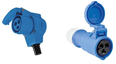 as - Schwabe Camping CEE-Winkelkupplung Caravan – 230 V / 16 A Outdoor-Kupplung mit Schutzkontaktsteckdose – IP44 - Blau I 60474 & Camping CEE-Kupplung Caravan, 230 V / 16 A, IP44, Blau I 60471